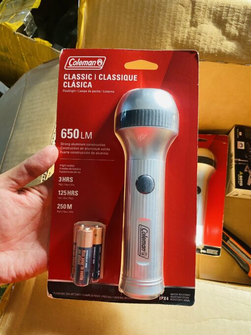 den pin coleman classic 650 lumens rechargeable led flashlight silver 7 scaled