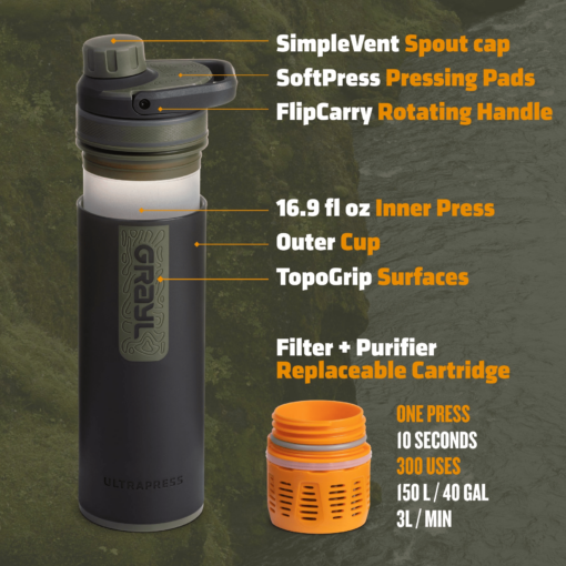 binh loc nuoc du lich grayl ultrapress water filter and purifier bottle 16 8